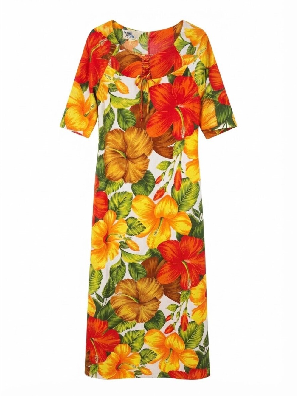 Pacific Isle Creations Hawaii Vintage Tropical Hibiscus Maxi Dress M L Lined